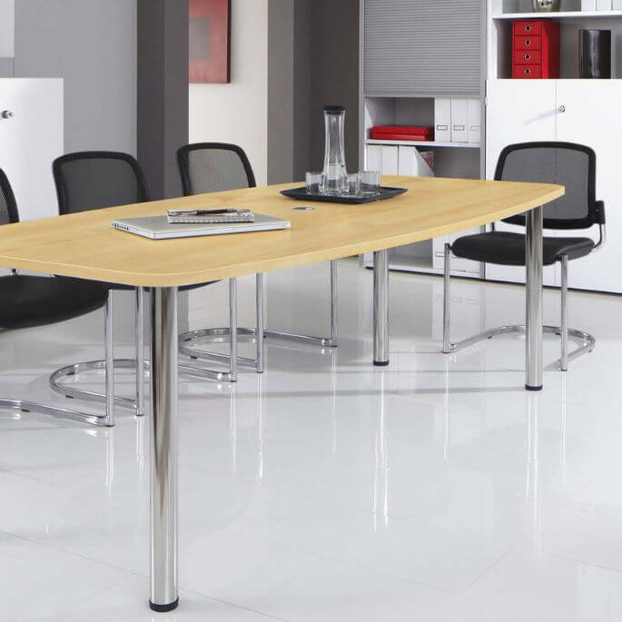 Table de réunion moderne piétement chromé Liam